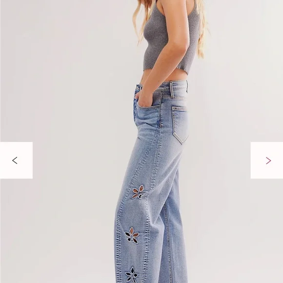 Driftwood Parker Women's Barrel Denim Jeans with Embroidered Cutouts - Picture 6 of 6